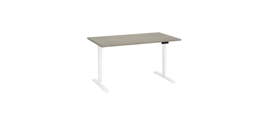 Bureau réglable en hauteur électrique chêne gris Ergo Premium 140 x 80 cm - Arch