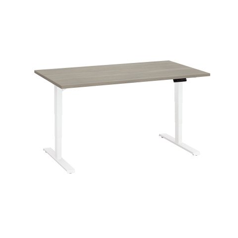 Mesa eléctrica regulable en altura Ecla Ergo Premium 140 x 80 cm roble gris patas blancas