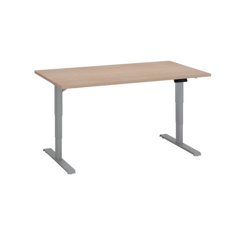Mesa eléctrica regulable en altura Ecla Ergo Premium 140 x 80 cm roble claro patas aluminio