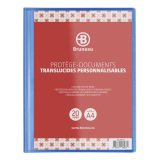 Protège-documents Bruneau polypropylène translucide personnalisable A4 10 pochettes - 20 vues - bleu