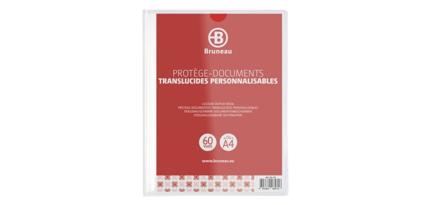 Portalistino personalizzabile A4 30 buste finitura liscia 60 viste trasparente Bruneau