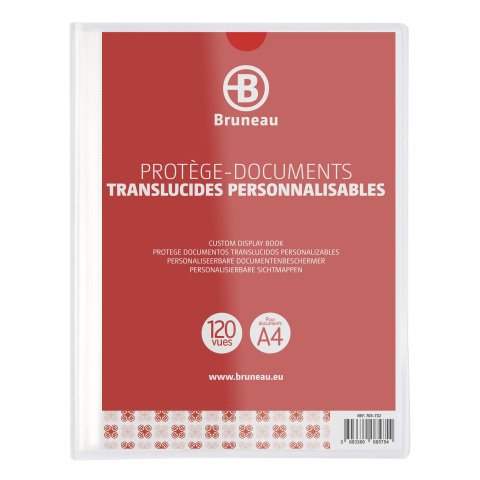 Protegedocumentos personalizable polipropileno Bruneau A4 60 fundas Transparente