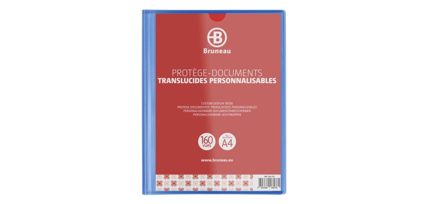 Translucent and personalizable document holders Bruneau polypropylene A4 80 sleeves - 160 sights blue