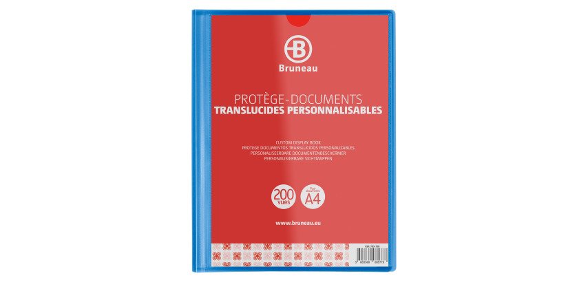 Protège-documents Bruneau polypropylène translucide personnalisable A4 100 pochettes - 200 vues