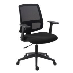 Chaise de bureau Douglas tissu et maille noir - dossier bas accoudoirs - mécanisme Haut/bas - pieds noir