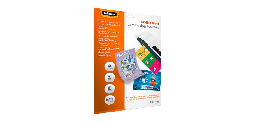 Fellowes matte A4 2 x 80 µ laminating pouches - Box of 25