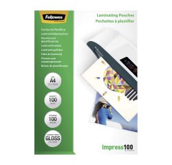 Paquete de 100 fundas de plastificación térmica Fellowes A4, 2 x 100 µ, brillante
