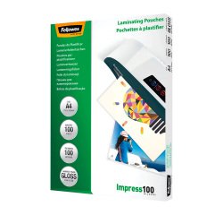 Boite de 100 pochettes de plastification A4 2 x 100 µ brillantes Fellowes