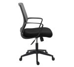 Chaise de bureau CERE tissu et maille - dossier bas accoudoirs - mécanisme basculant centré - pieds noir