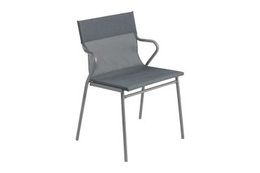 Fauteuil Horizon Lafuma - toile batyline - pied acier gris