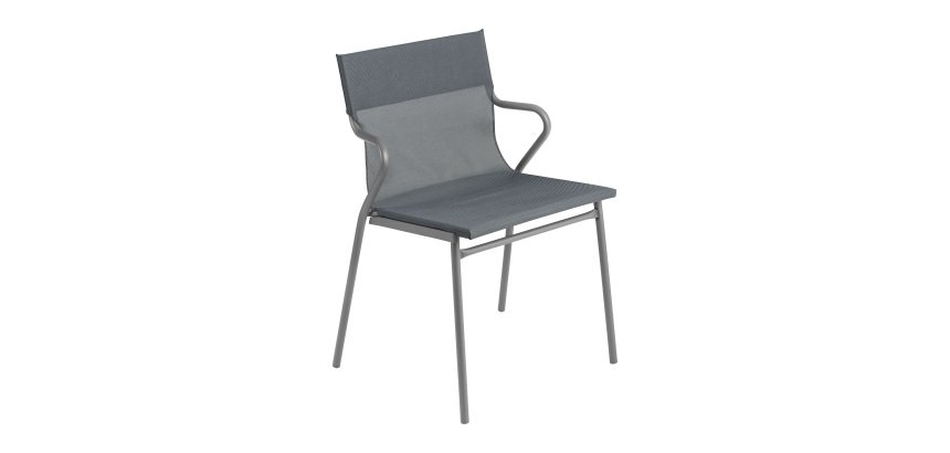 Fauteuil Horizon Lafuma - toile batyline - pied acier gris
