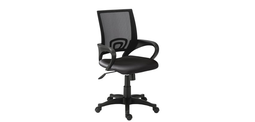 Bürostuhl SPRING mit Sitzfläche aus Kunstleder - mit Armlehnen - Zentrales neigbares Mechanismus - Schwarze Füße