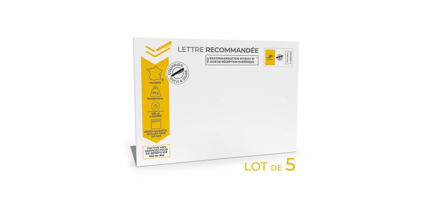 Lettre recommandée mobile blanche - Patte autocollante avec bande protectrice - Paquet de 5