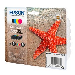 Pack 4 Tintenpatronen Epson 603XL hohe Kapazität 1 schwarz und 3 Farben für Tintenstrahldrucker 