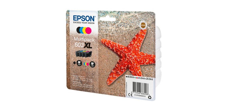 Epson 603XL Pack de 4 cartouches haute capacité 1 noir et 3 couleurs pour imprimante jet d'encre