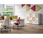 Bureau droit plateau chêne clair Teamline L 140 cm - piètement métal