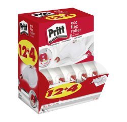 Pack de 12 correctores en seco Eco Flex Pritt, ancho 4,2 mm, longitud 10 m + 4 gratis