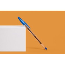 Balpen Bic Cristal Original met dopje punt 1 mm medium schrift - hoesje van 10