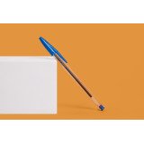 Ballpoint pen Bic Cristal Original with cap point 1 mm medium writing blue - sleeve of 10