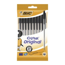 Ballpoint pen Bic Cristal Original with cap point 1 mm medium writing - sleeve of 10