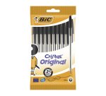 Stylo bille Bic Cristal Original à capuchon pointe 1 mm écriture moyenne - Pochette de 10
