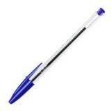 Stylo bille Bic Cristal Original à capuchon pointe 1 mm écriture moyenne bleu - Pochette de 10