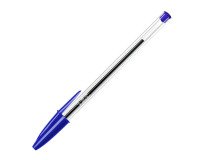 Stylo bille Bic Cristal Original à capuchon pointe 1 mm écriture moyenne bleu - Pochette de 10