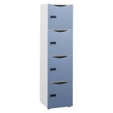 Casier de bureau Lockers 4 cases - Corps blanc - H 169 cm - portes laquées - Serrure à code