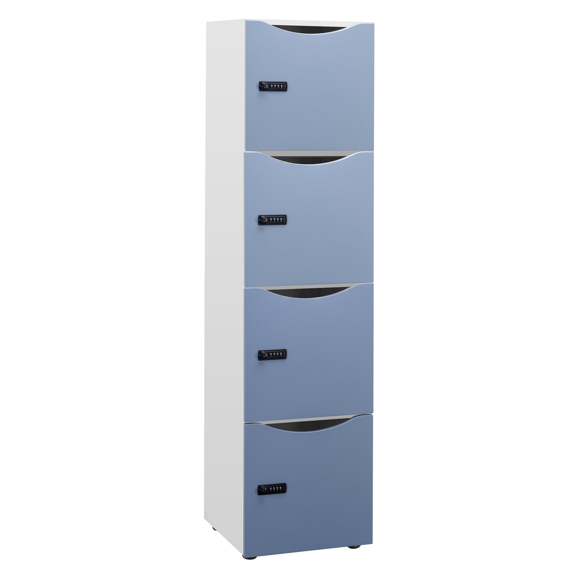 Casier de bureau Lockers 4 cases - Corps blanc - H 169 cm - portes laquées - Serrure à code