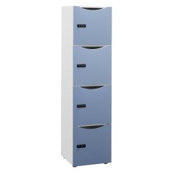 Casier de bureau Lockers 4 cases - Corps blanc - H 169 cm - portes laquées - Serrure à code