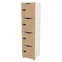 Casier de bureau Lockers 4 cases corps blanc H 169 cm - portes mélaminées - serrure à code