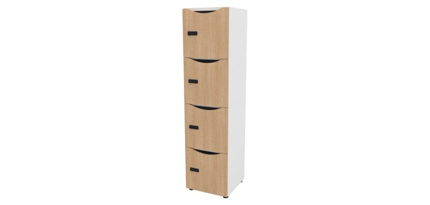 Casier de bureau Locker 4 cases coprs blanc H 169,5 cm