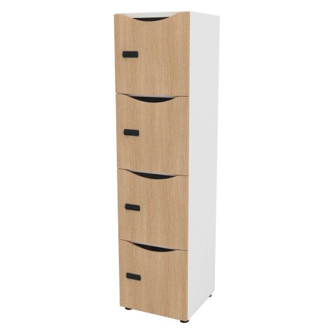 Casillero Lockers blanco 4 casillas Alt 169 cm con puertas roble