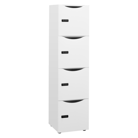 Casillero Lockers blanco 4 casillas Alt 169 cm con puertas blancas