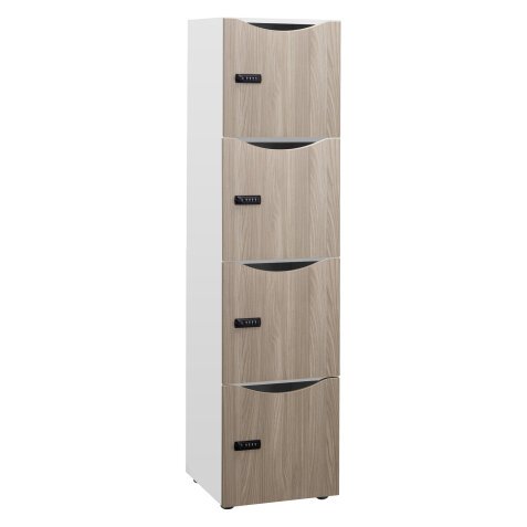 Casier de bureau Lockers 4 cases corps blanc H 169 cm - serrure à code