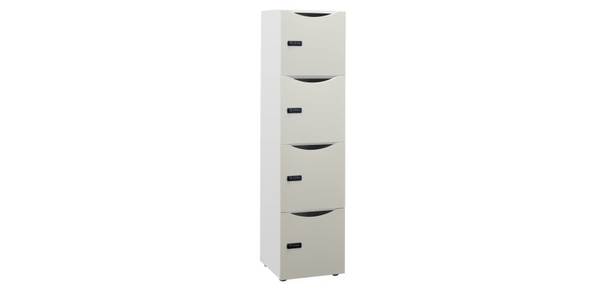 Casier de bureau Locker 4 cases coprs blanc H 169 cm perle
