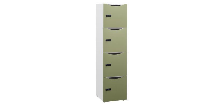 Casier de bureau Locker 4 cases coprs blanc H 169 cm olive