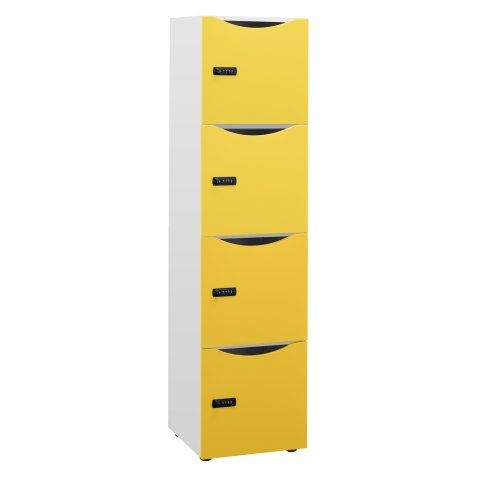 Casier de bureau Locker 4 cases coprs blanc H 169 cm jaune