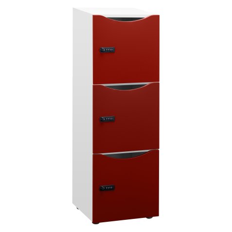Casier de bureau Locker 3 cases coprs blanc H 131 cm bordeau