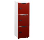 Casier de bureau Locker 3 cases coprs blanc H 131 cm bordeau