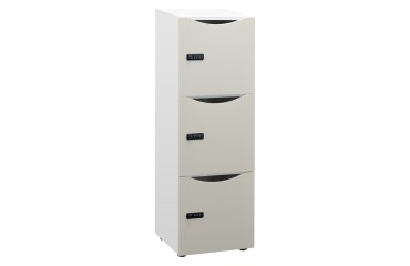 Locker kantoor 3 vakken - Witte behuizing - H 131 cm - Met deuren - Codeslot