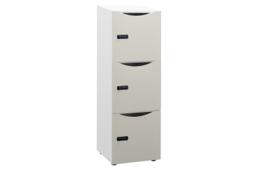 Casier de bureau Lockers 3 cases - Corps blanc - H 131 cm - Avec portes - Serrure à code