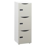 Casier de bureau Lockers 3 cases - Corps blanc - H 131 cm - portes laquées- Serrure à code