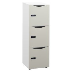 Casier de bureau Lockers 3 cases - Corps blanc - H 131 cm - portes laquées- Serrure à code