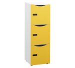 Casier de bureau Locker 3 cases coprs blanc H 131 cm jaune