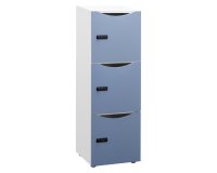 Casierschrank 3 Fächer - Korpus in Weiß - H 131 cm - lackierte Türen - Zahlenschloss