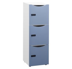 Desk locker Lockers 3 compartments - White body - H 131 cm - lacquered doors - Code lock