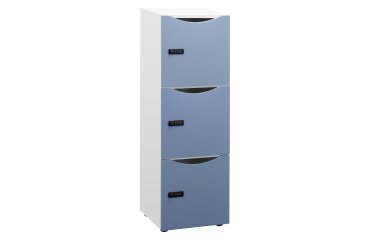 Desk locker Lockers 3 compartments - White body - H 131 cm - lacquered doors - Code lock
