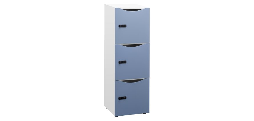 Casier de bureau Lockers 3 cases - Corps blanc - H 131 cm
