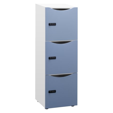 Casillero Lockers blanco 3 casillas Alt 131 cm - azul arcilla